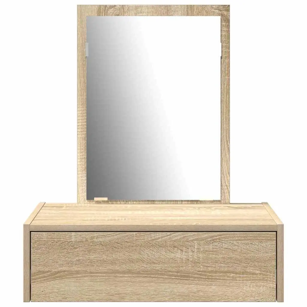 Dressing Table Engineered Wood Brown with Integrated Mirror and Drawers
