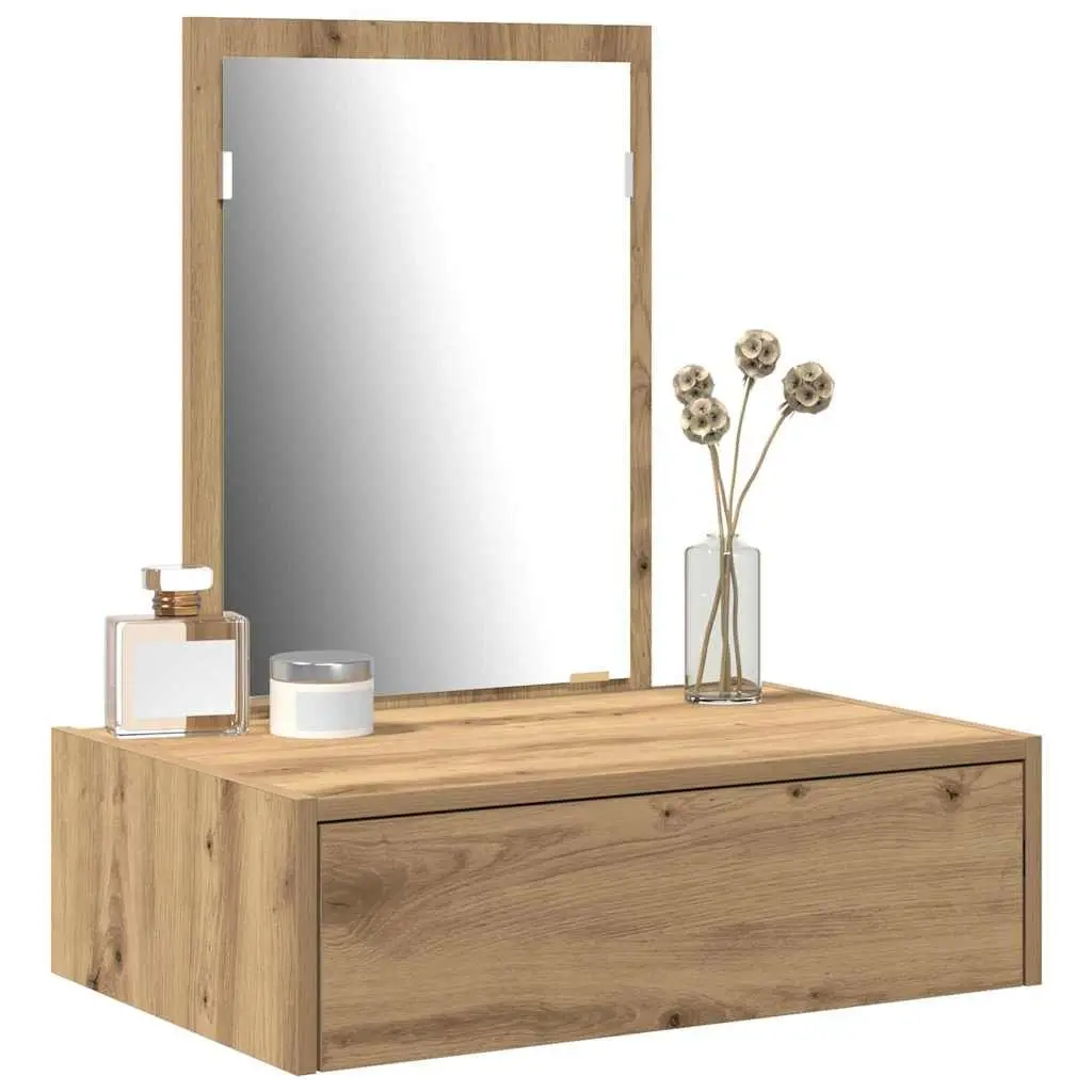 Brown Dressing Table with Integrated Mirror