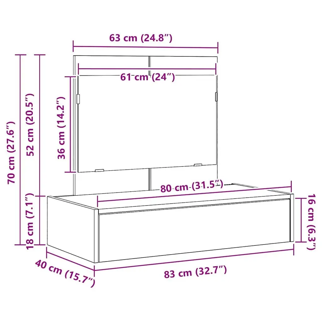 Dressing Table White Bedroom Vanity Modern Storage Makeup Console 83x40x70cm