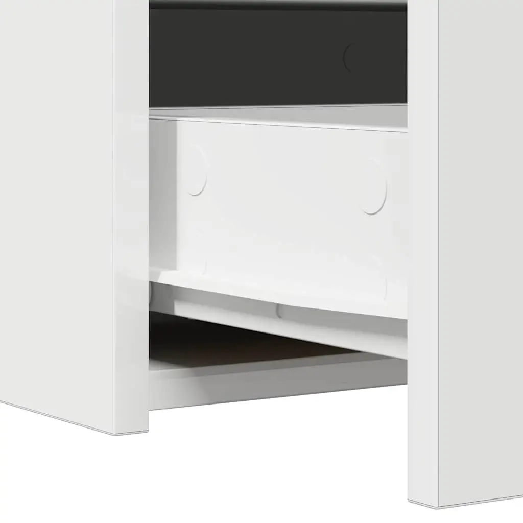 Dressing Table Modern Engineered Wood White 100x40x70cm Bedroom Vanity Unit with Storage and Integrated Mirror