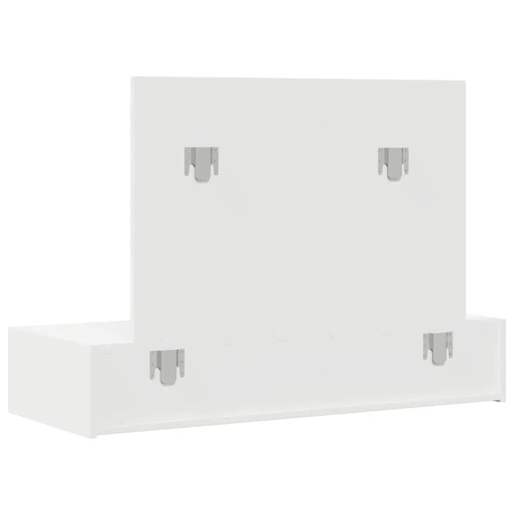 Dressing Table Modern Engineered Wood White 100x40x70cm Bedroom Vanity Unit with Storage and Integrated Mirror