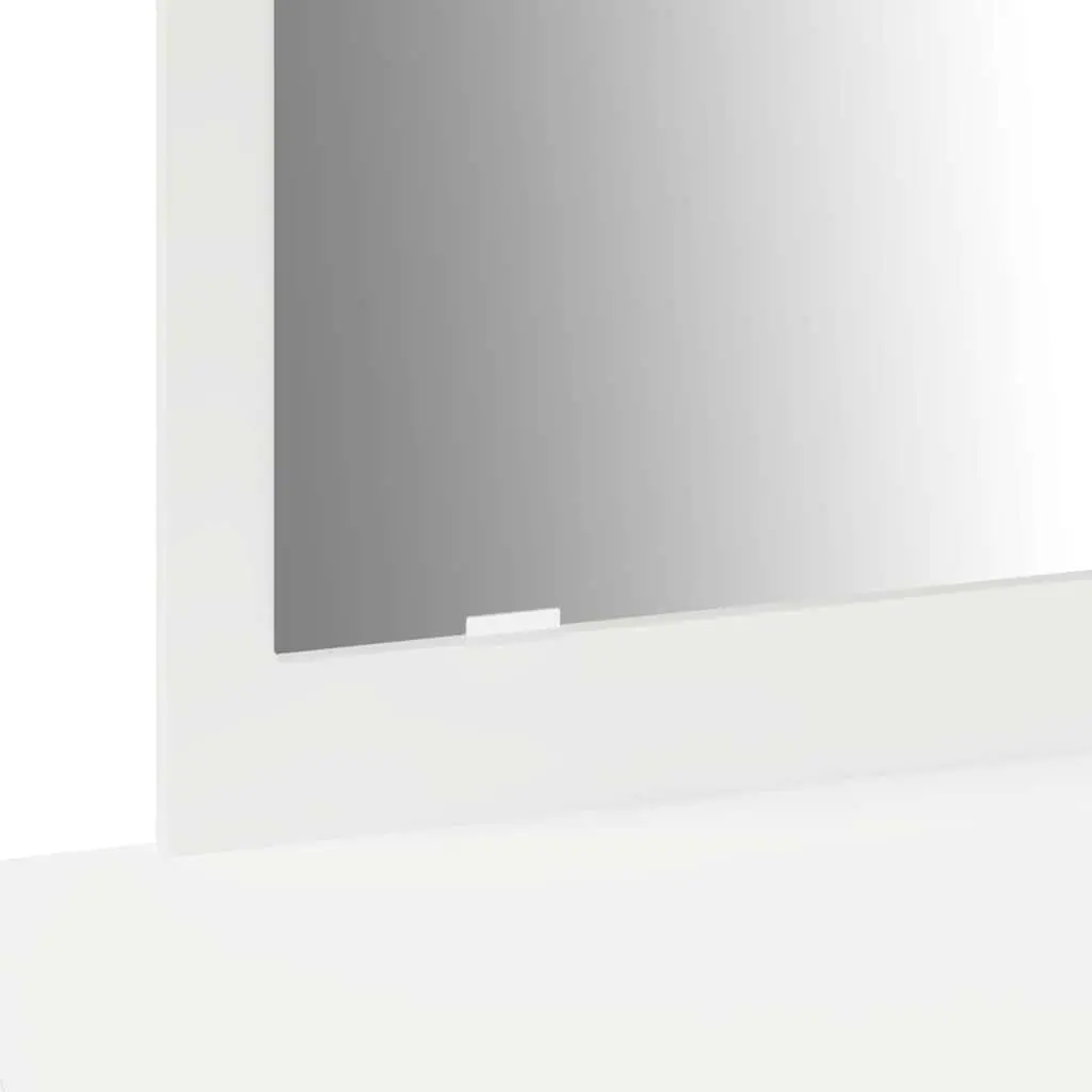 Dressing Table Modern Engineered Wood White 100x40x70cm Bedroom Vanity Unit with Storage and Integrated Mirror