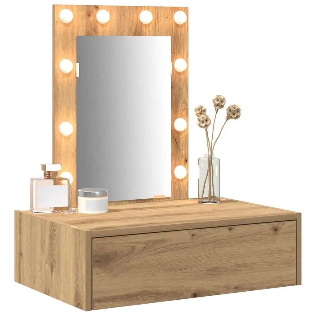Dressing Table Brown Bedroom Vanity Storage Engineered Wood Modern Minimalist