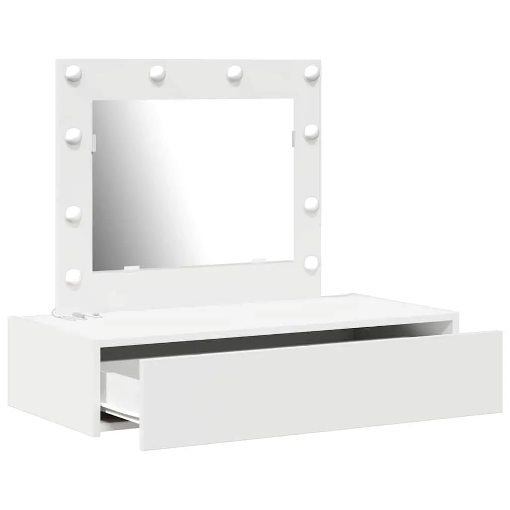 Dressing Table Modern White Engineered Wood Storage 83x40x70cm with Mirror and Drawers for Bedroom