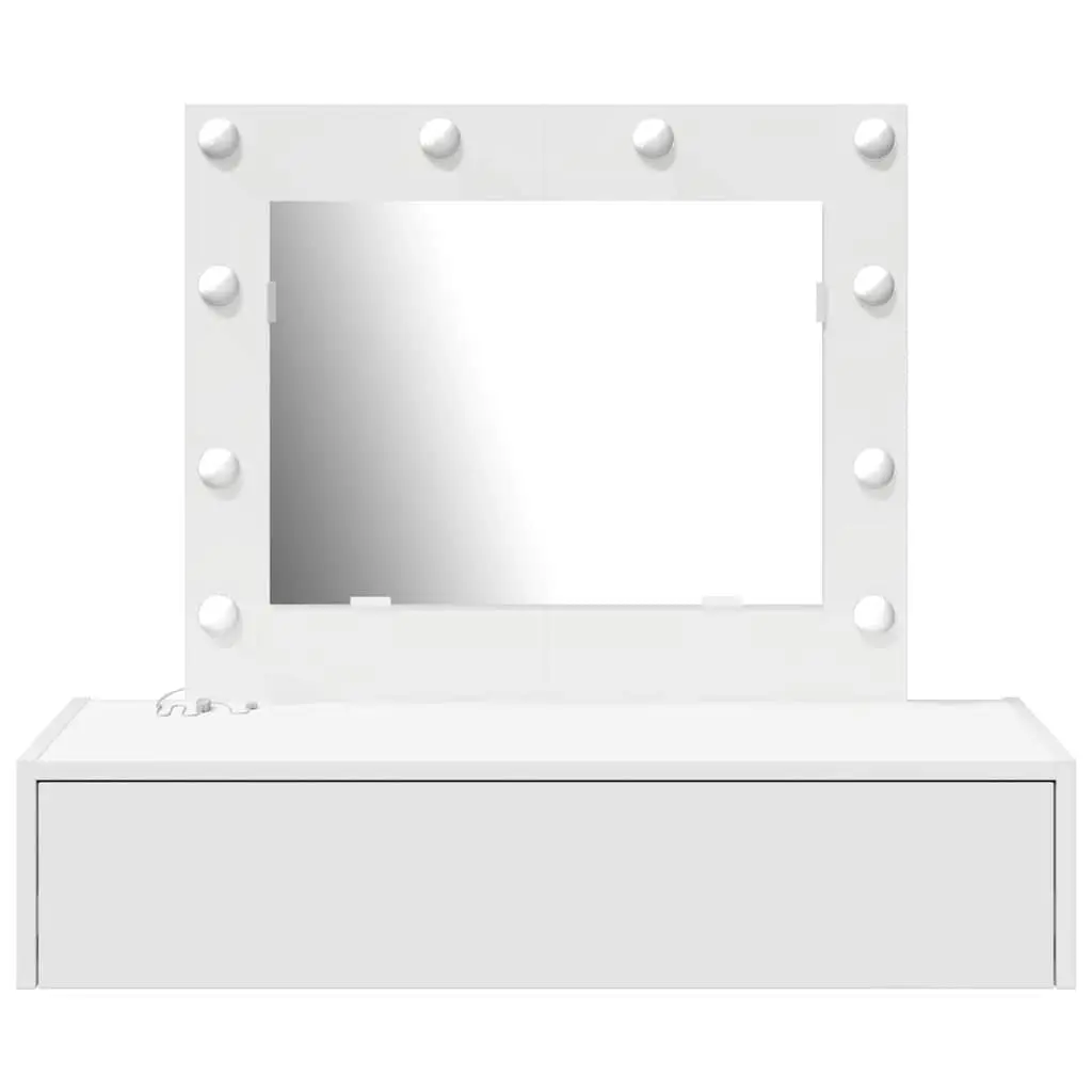 Dressing Table Modern White Engineered Wood Storage 83x40x70cm with Mirror and Drawers for Bedroom