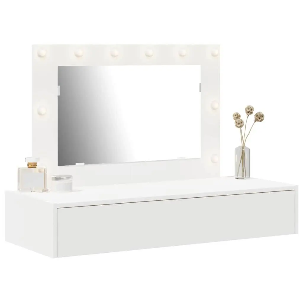 White Dressing Table Bedroom Vanity Unit Engineered Wood Mirror Storage Drawers