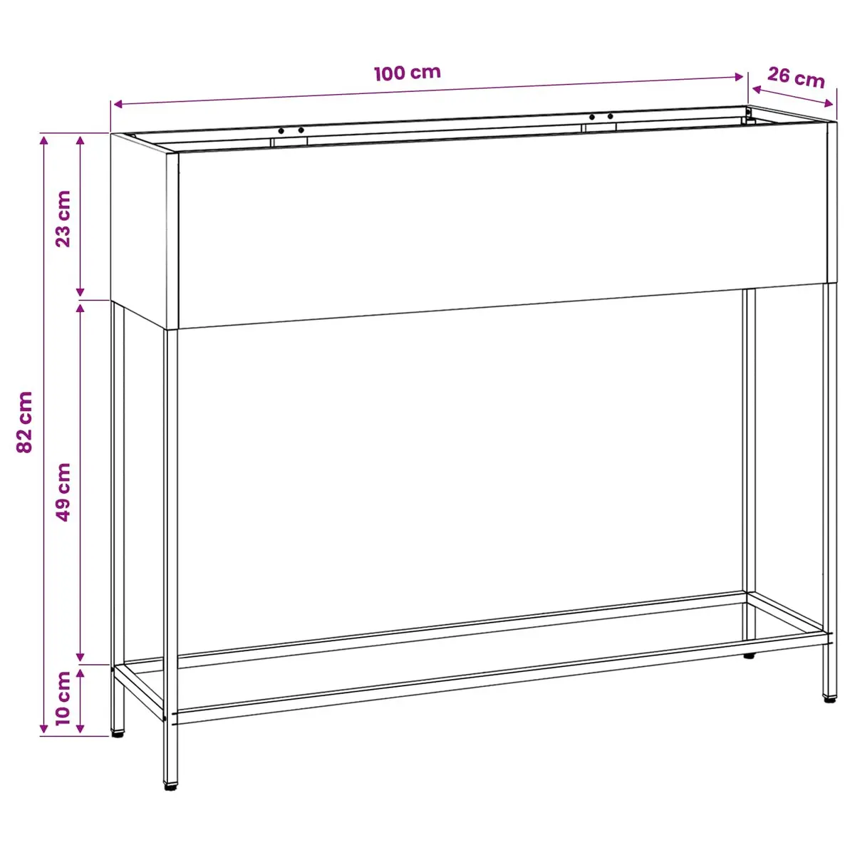 Rectangular Outdoor Garden Planter Metal Anthracite 100x26x82cm
