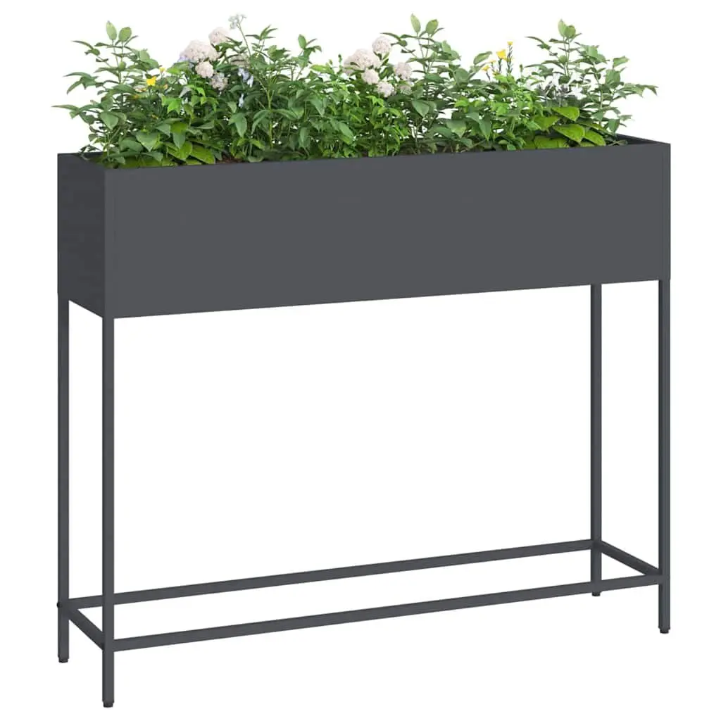 Rectangular Outdoor Garden Planter Metal Anthracite 100x26x82cm