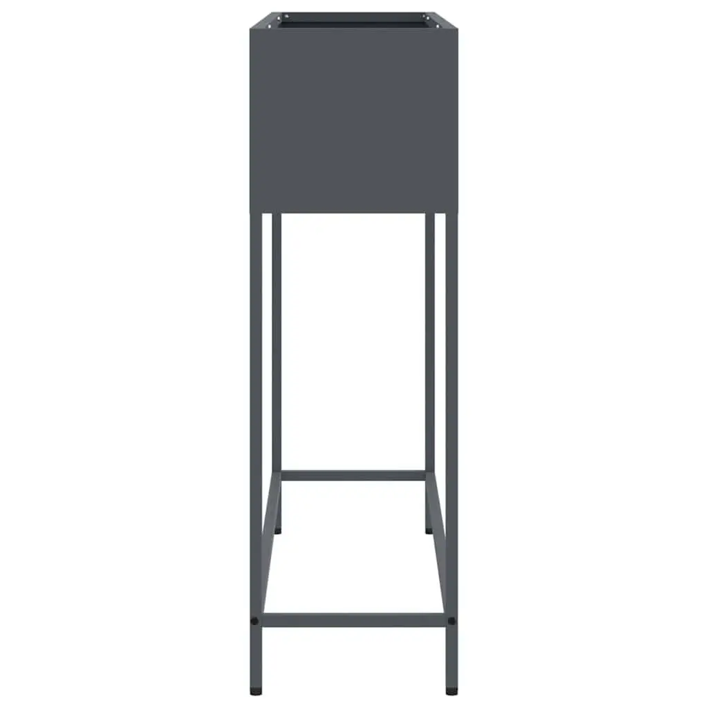 Rectangular Outdoor Garden Planter Metal Anthracite 100x26x82cm
