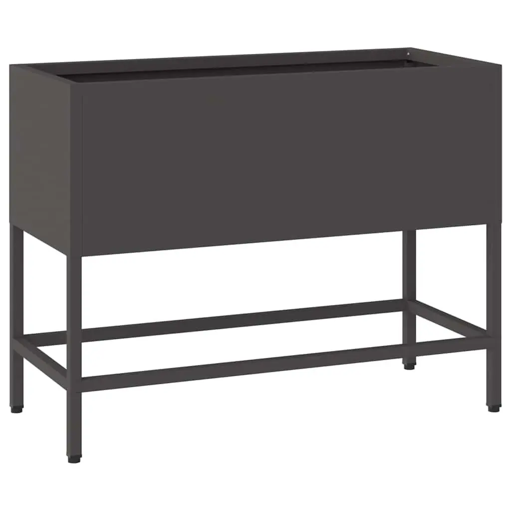 Rectangular Raised Garden Planter Steel Black Outdoor 60x26x45cm