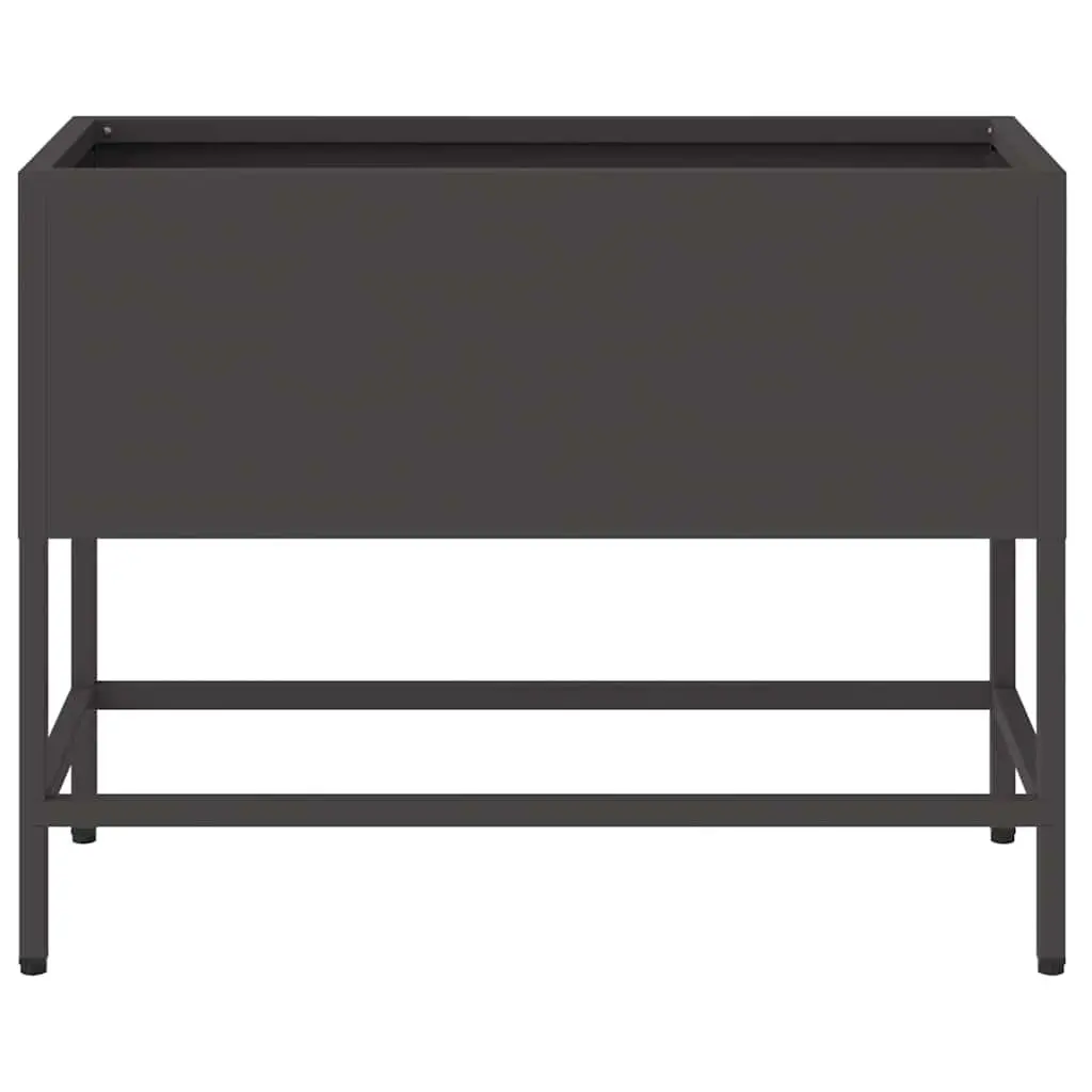 Rectangular Raised Garden Planter Steel Black Outdoor 60x26x45cm