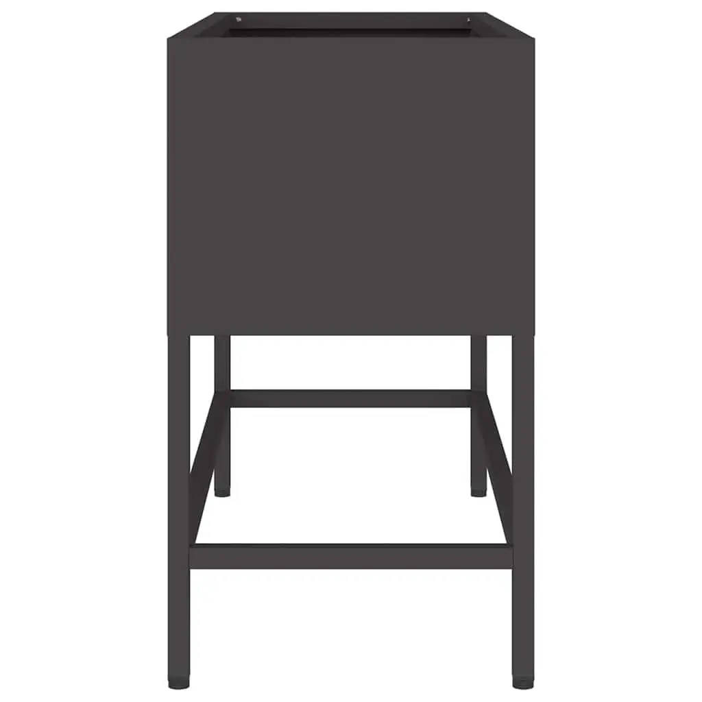 Rectangular Raised Garden Planter Steel Black Outdoor 60x26x45cm