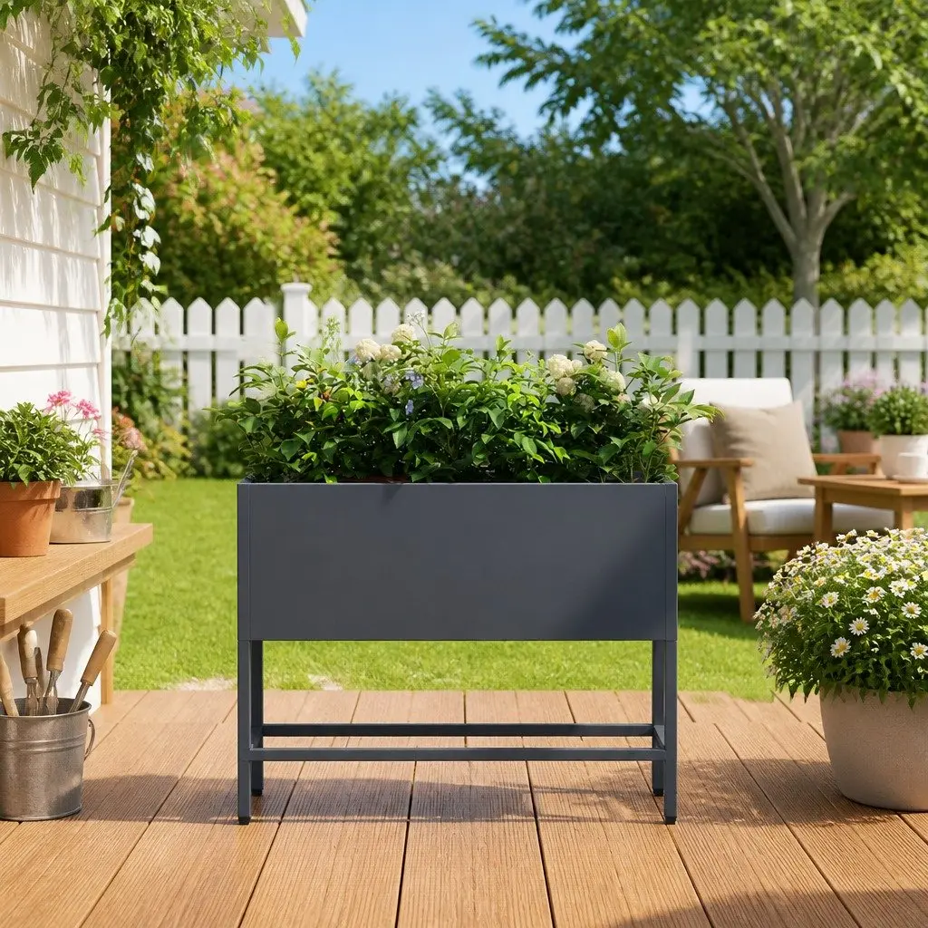 Raised Garden Planter Steel Rectangular 60 x 26 x 45 cm Anthracite