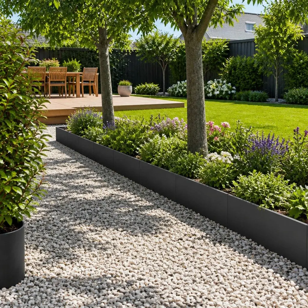 Garden Lawn Edging Black Steel 100cm Border Fencing 20 Pieces