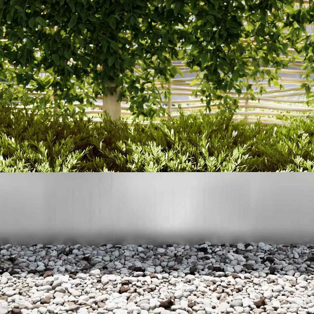 Garden Lawn Edging 20 pcs 100cm Steel Border Galvanised Silver Outdoor Fence