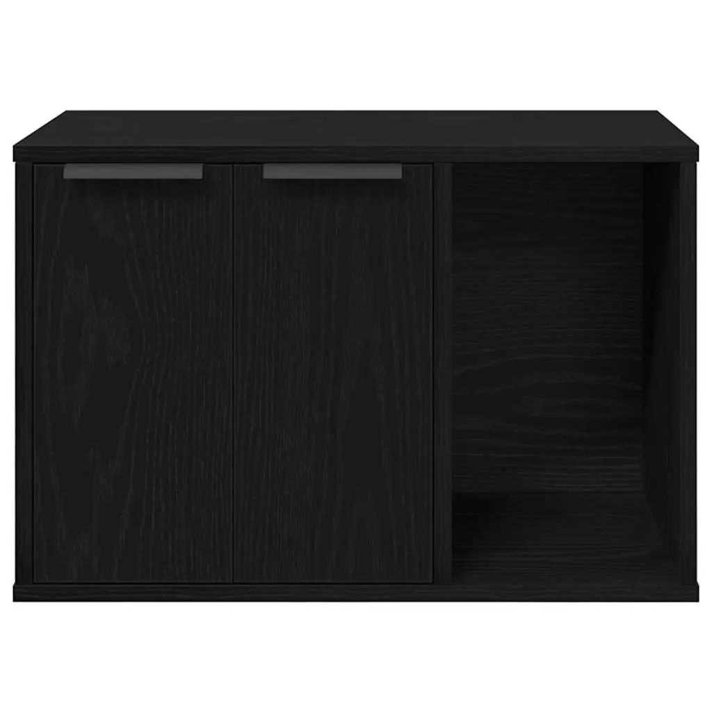 Cat Litter Box Enclosure Furniture Hidden Design Black Oak 60x40x40cm Cabinet