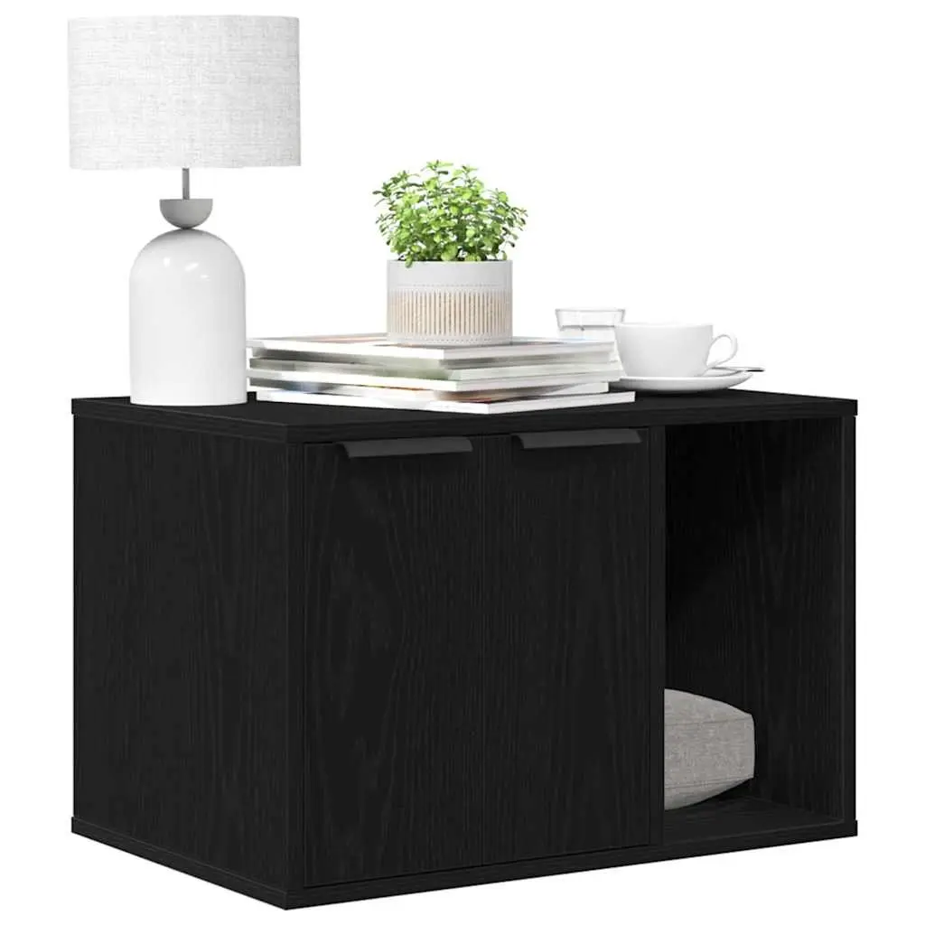 Cat Litter Box Enclosure Furniture Hidden Design Black Oak 60x40x40cm Cabinet