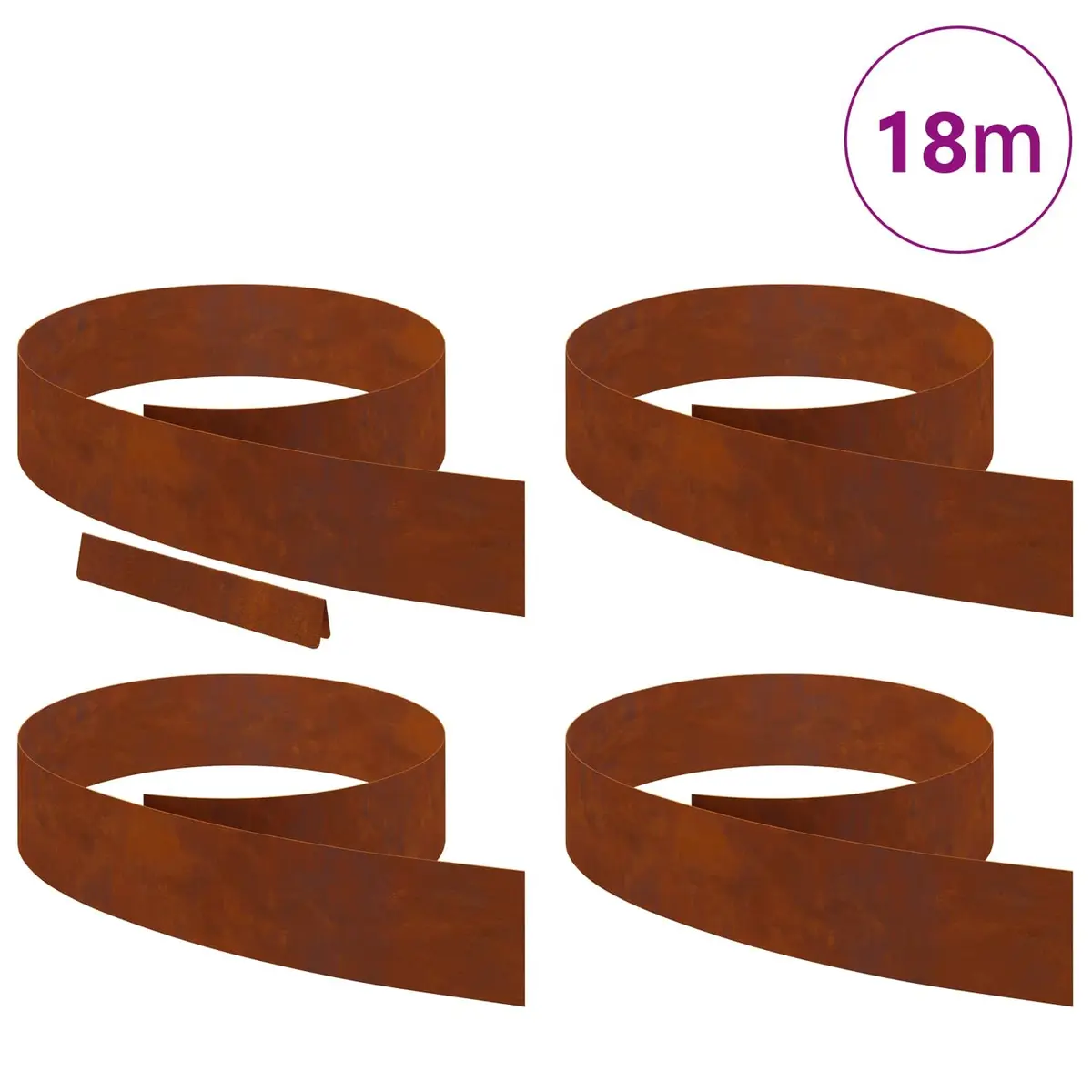 Garden Edging 450cm Weathering Steel Brown Border 4 Pieces Landscaping