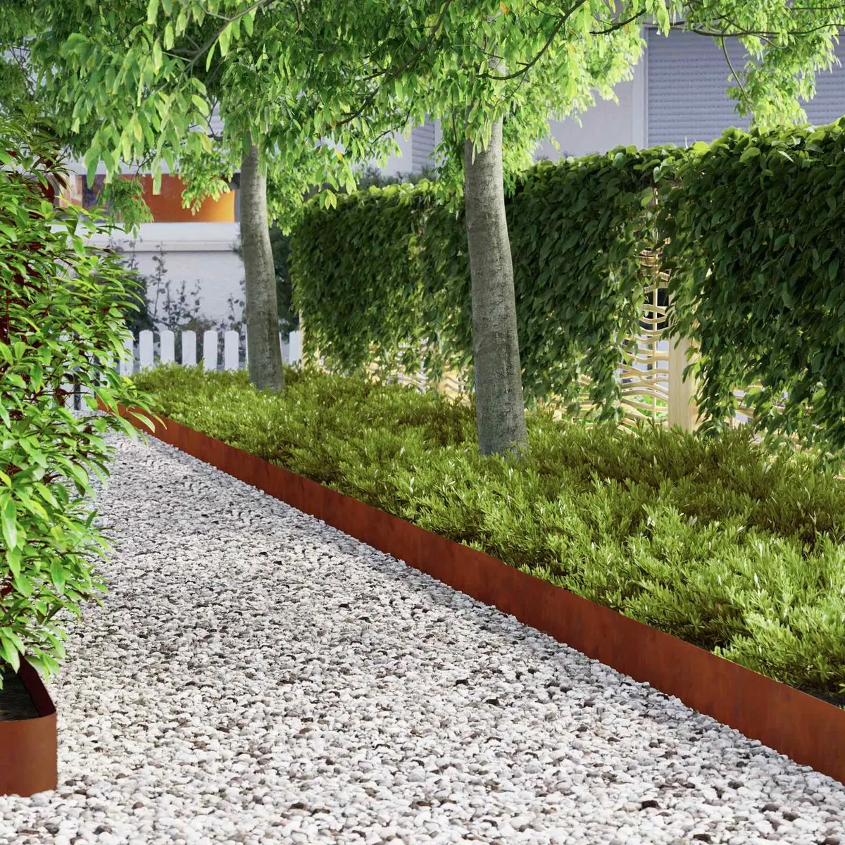 Garden Edging 450cm Weathering Steel Brown Border 4 Pieces Landscaping