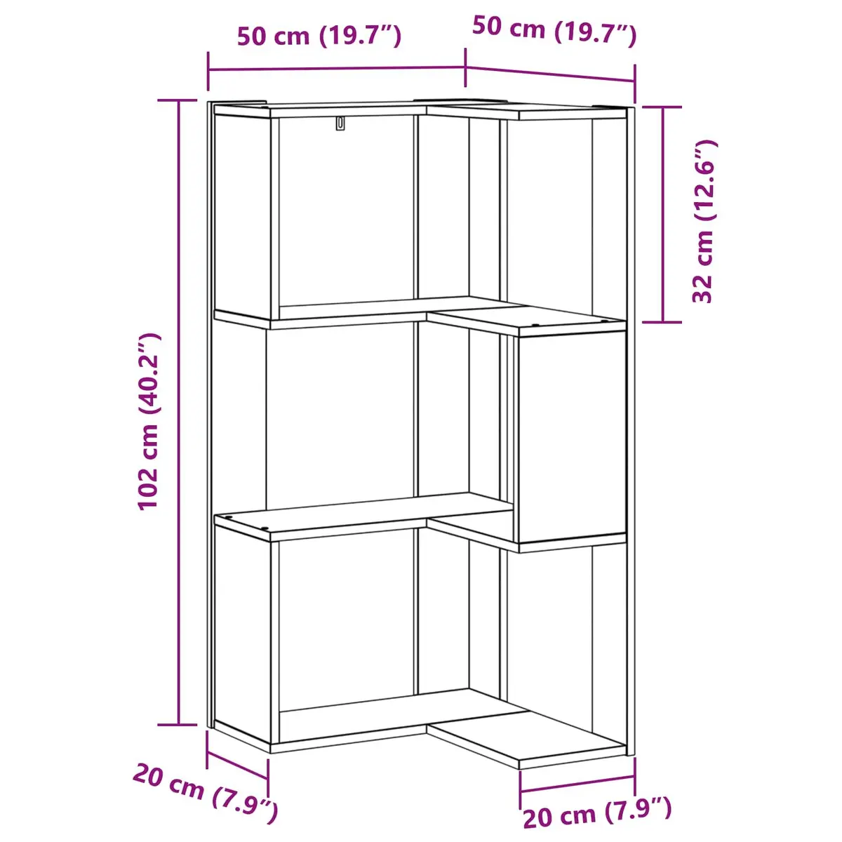 Bookcase Engineered Wood 50 x 50 x 102 cm Black Oak Storage Shelving Unit
