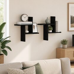 Versatile Black Floating Shelves for Home Organization