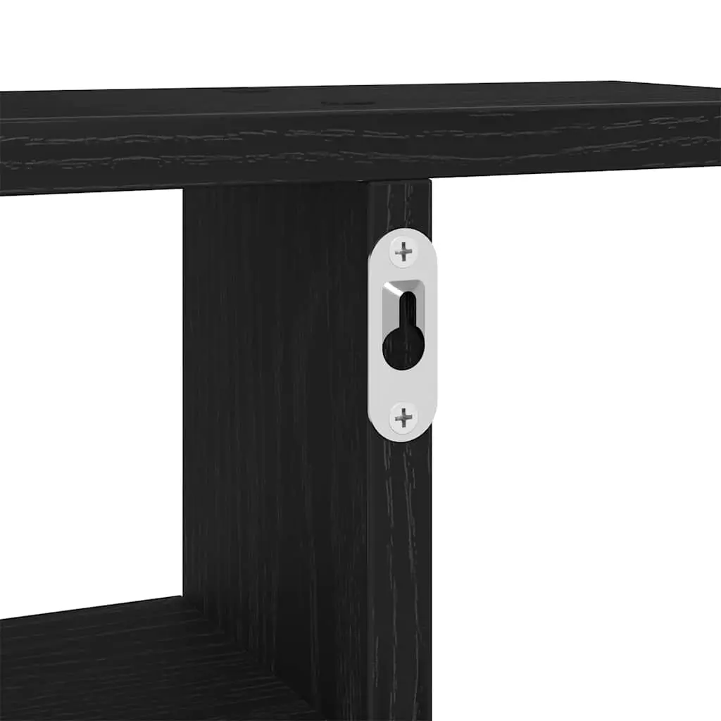 Black Engineered Wood Floating Wall Shelves 2 Piece 38x12x38cm Storage Display Organiser