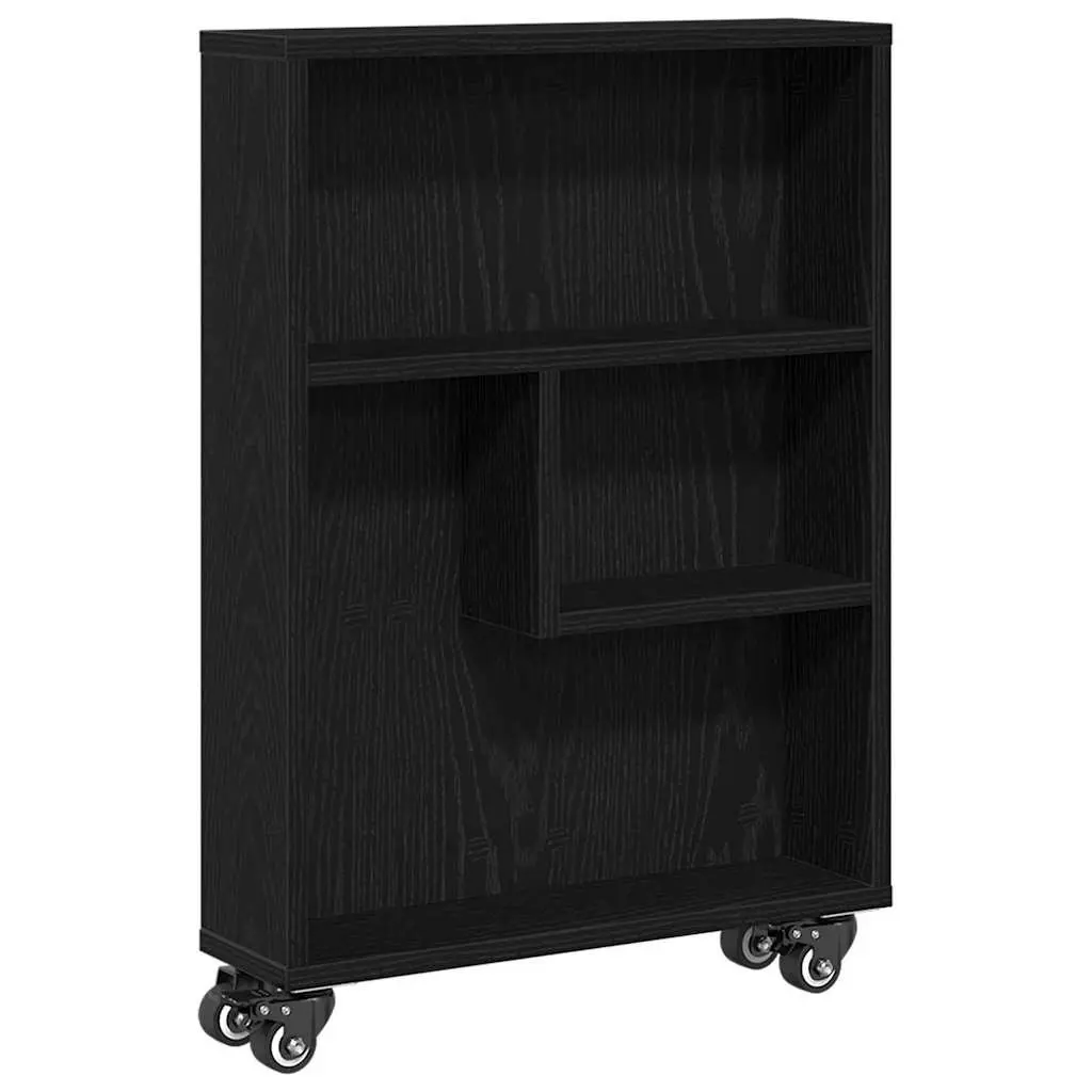 Narrow Organizer Trolley Engineered Wood Black 48x13x68cm Shelving Unit for Home Office