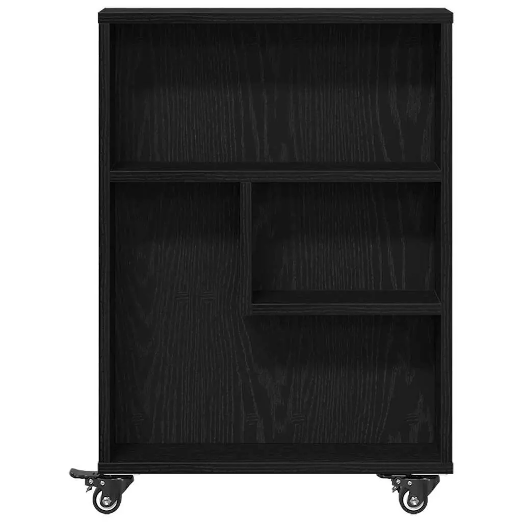 Narrow Organizer Trolley Engineered Wood Black 48x13x68cm Shelving Unit for Home Office
