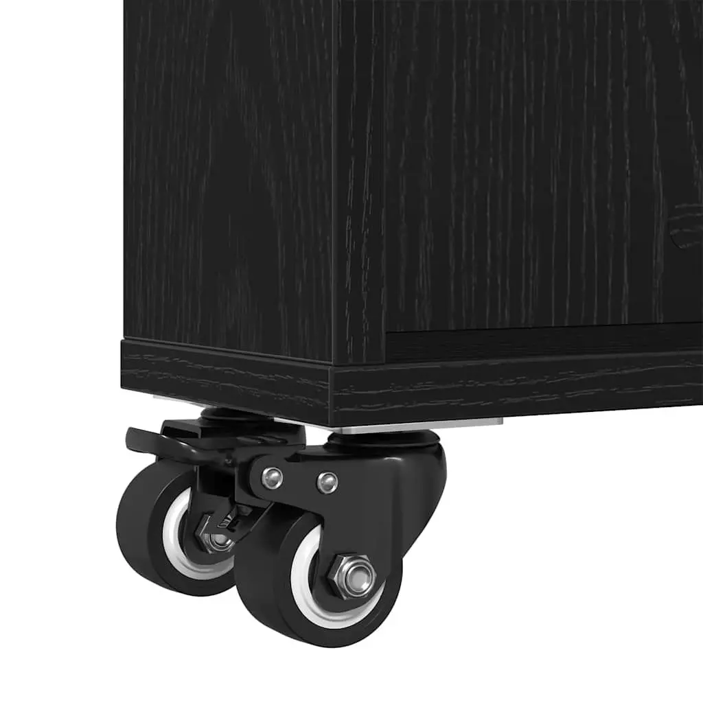 Narrow Organizer Trolley Engineered Wood Black 48x13x68cm Shelving Unit for Home Office