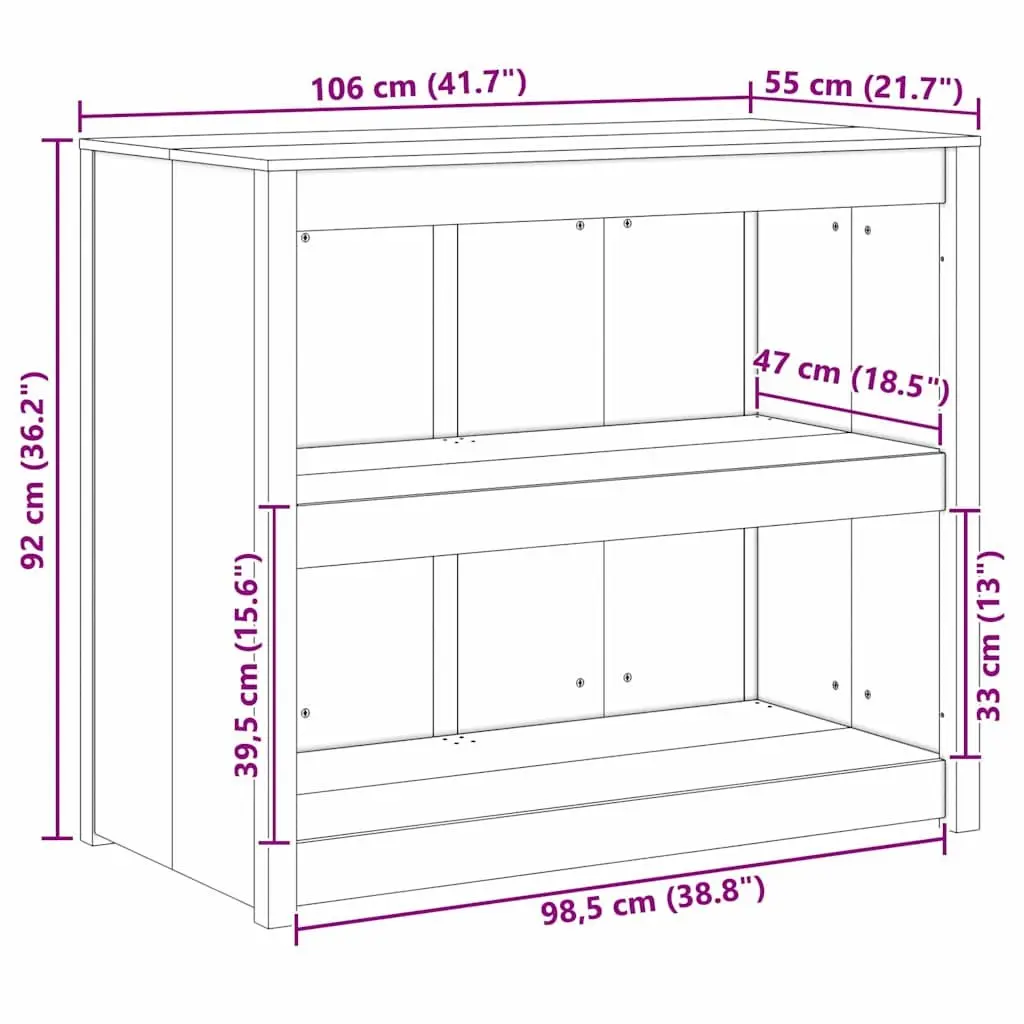 Kitchen Cabinet Solid Pine Wood Brown 106x55x92cm