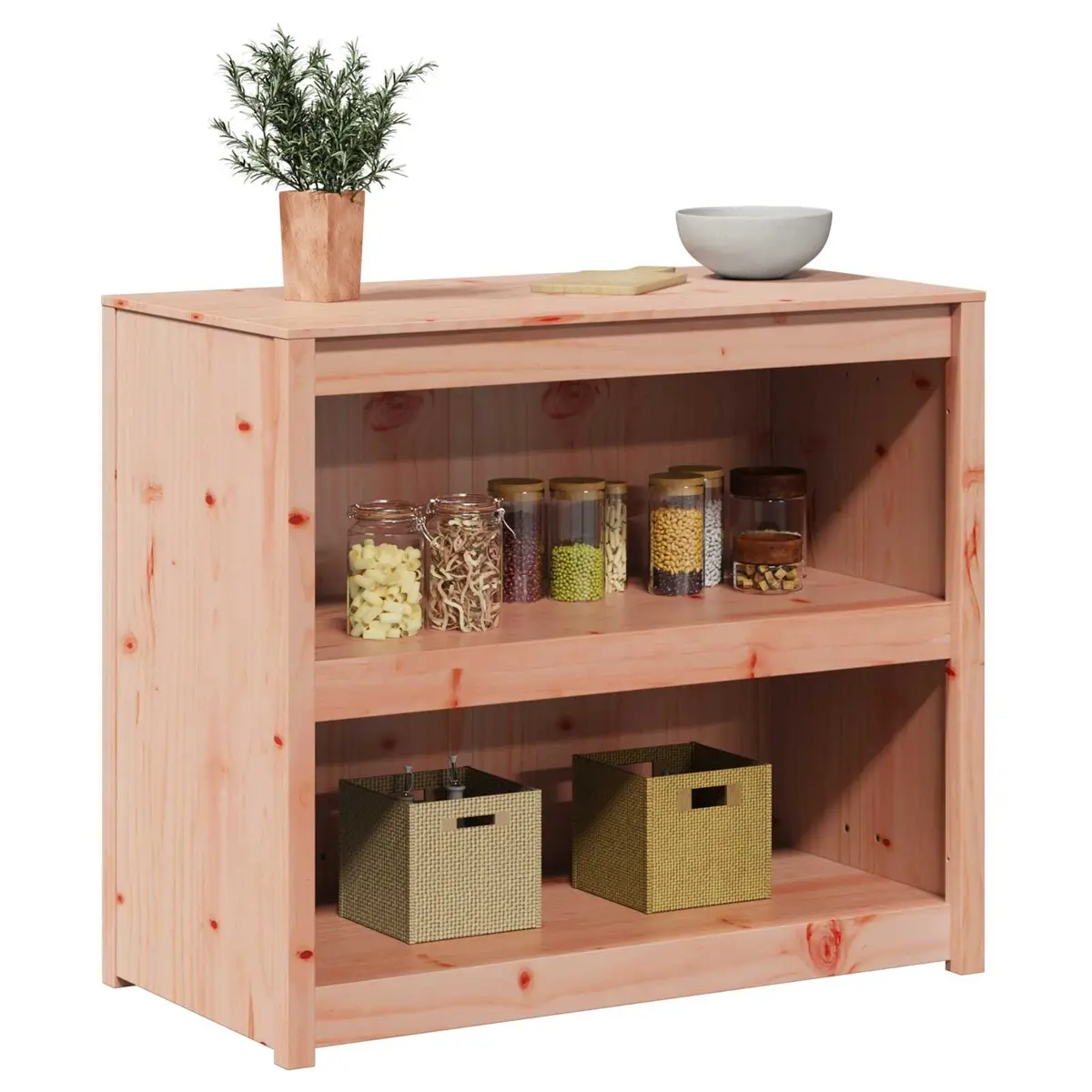 Kitchen Cabinet Solid Pine Wood Brown 106x55x92cm