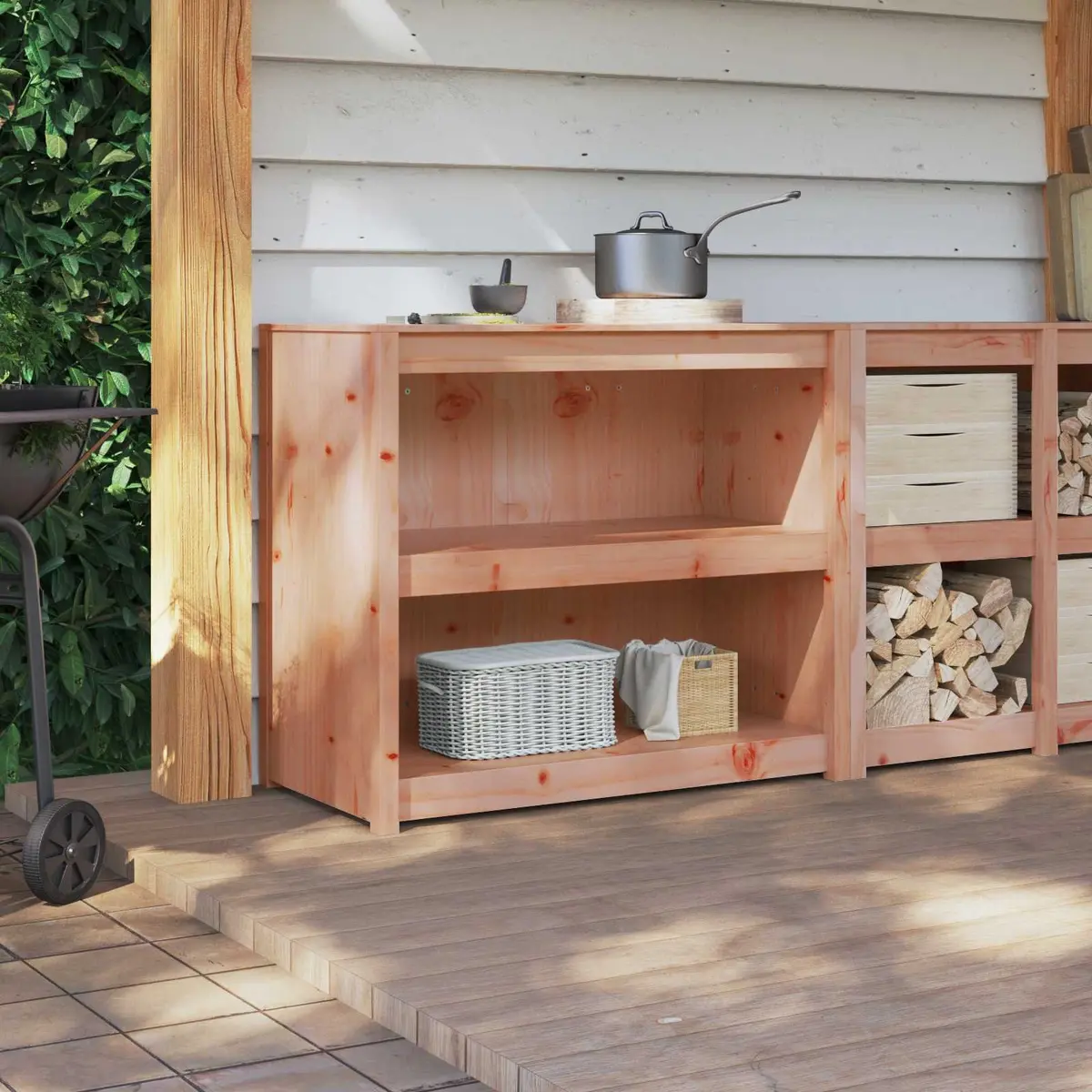 Kitchen Cabinet Solid Pine Wood Brown 106x55x92cm