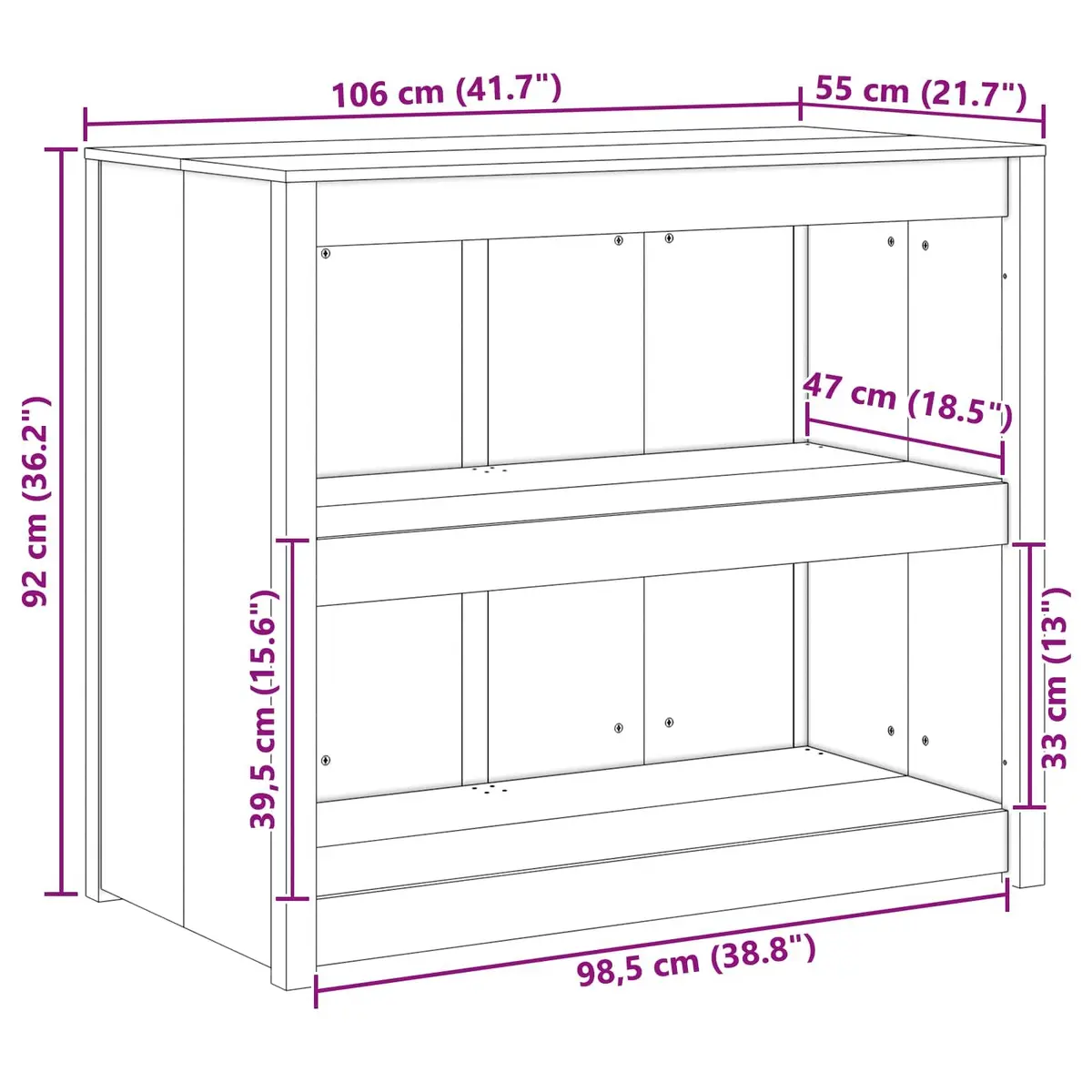 Kitchen Cabinet Solid Pine Wood Brown 106x55x92cm