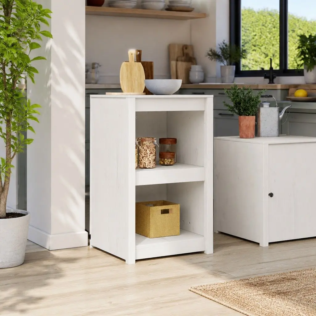 Kitchen Cabinet White 55x55x92cm Storage Cupboard Solid Pine Wood Minimalist