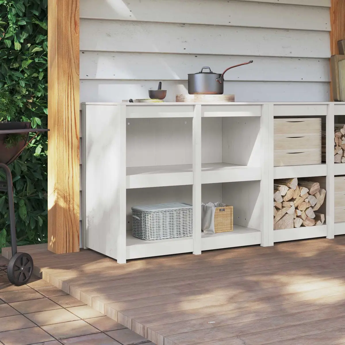 Kitchen Cabinet with Shelf Warm White Modern Storage Unit 106 x 55 x 92 cm
