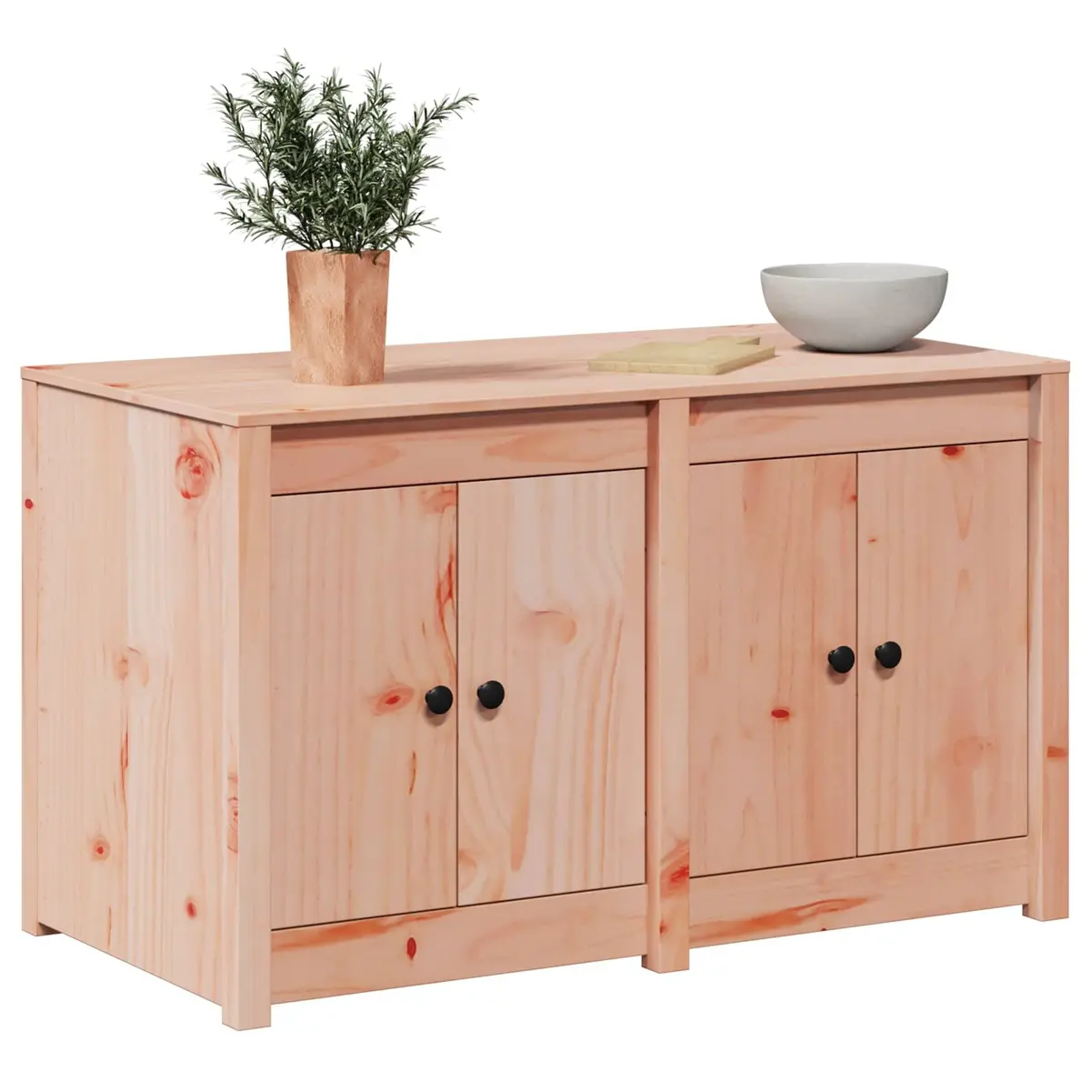 Kitchen Cabinet Solid Pine 106cm Brown Oak Storage Unit Modern Home Furniture