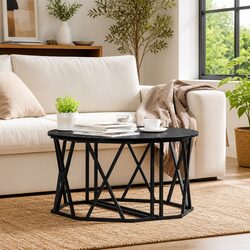 Compact Black Round Coffee Table 80x80x42cm for Everyday Use