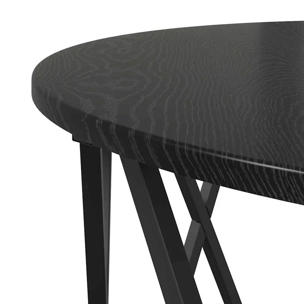 Round Coffee Table Engineered Wood Steel Frame 80x80x42cm Black