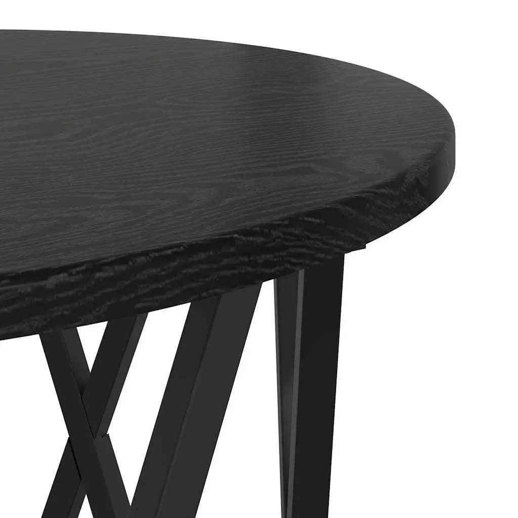 Nesting Side Table Set Engineered Wood and Steel Frame 3 Pieces Black Modern