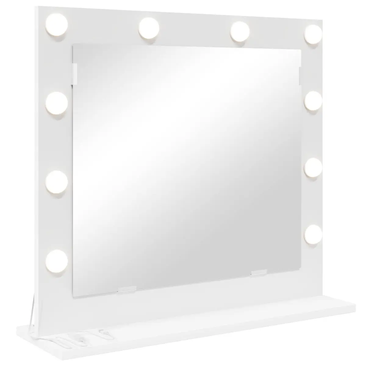 LED Vanity Mirror White 60x55x18cm Makeup Bathroom Glass Engineered Wood