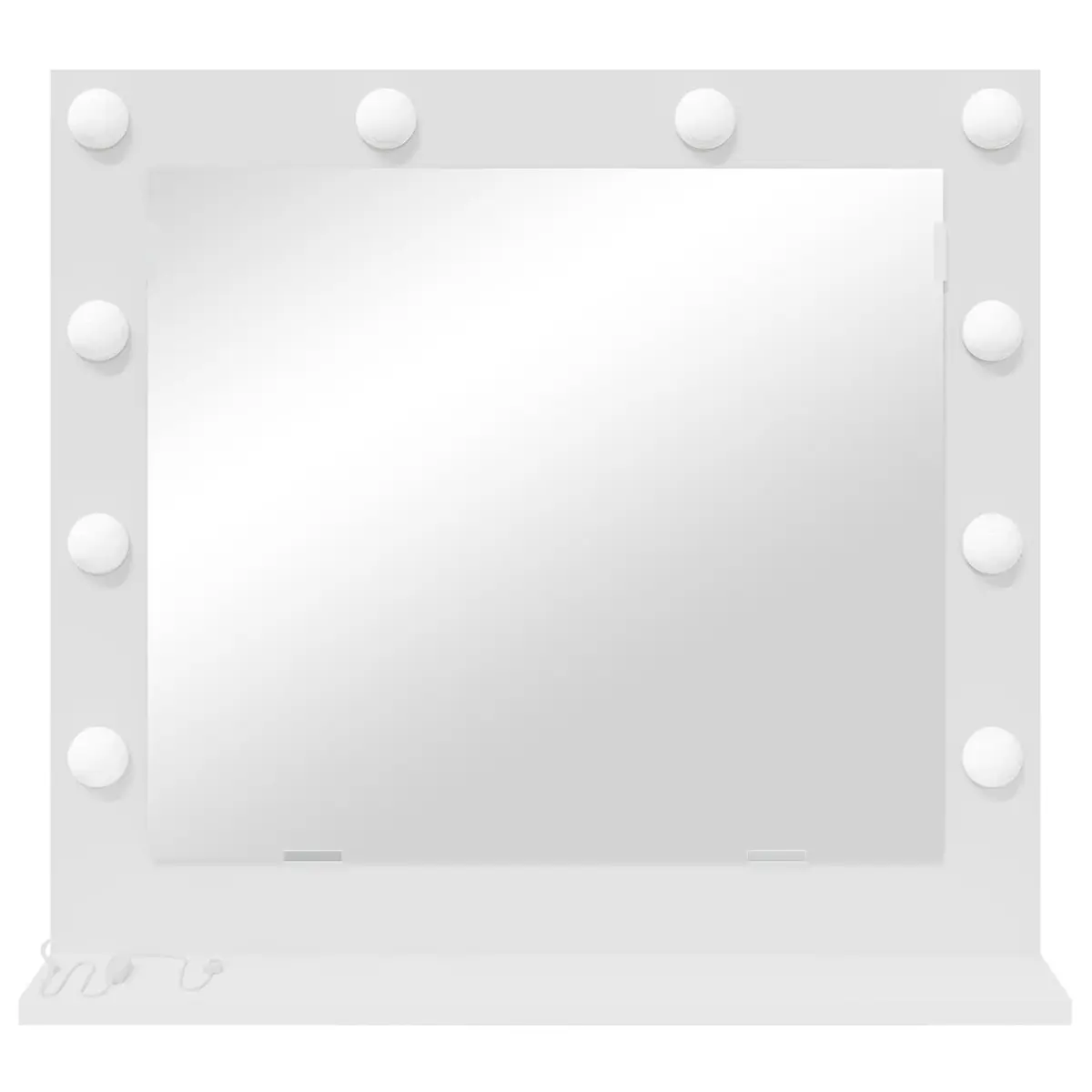 LED Vanity Mirror White 60x55x18cm Makeup Bathroom Glass Engineered Wood