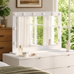 LED Vanity Mirror White Bedroom Makeup Dressing Table Mirror with Lights 80cm
