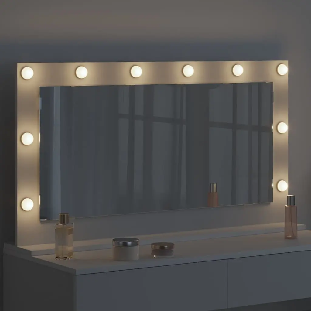 LED Vanity Mirror White Bedroom Dressing Table Wall Mount Glass Engineered Wood
