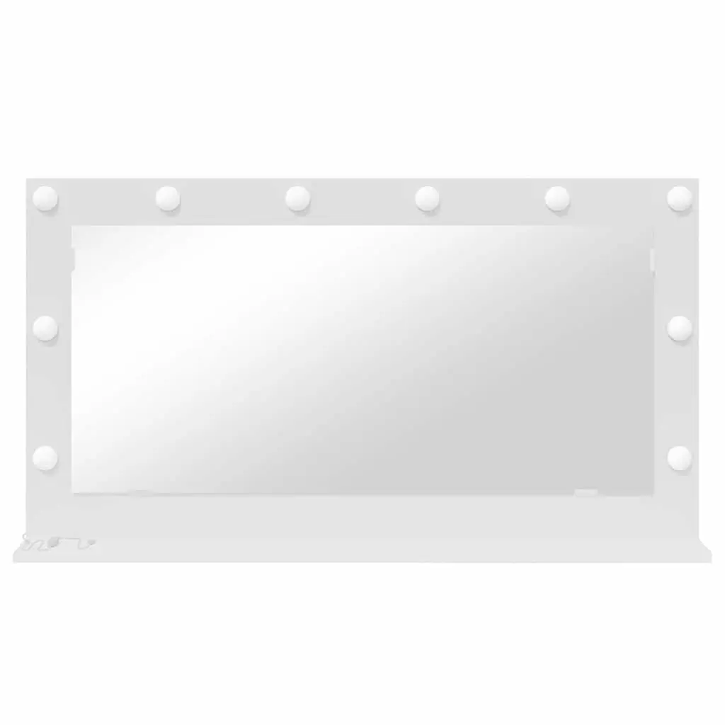 LED Vanity Mirror White Bedroom Dressing Table Wall Mount Glass Engineered Wood
