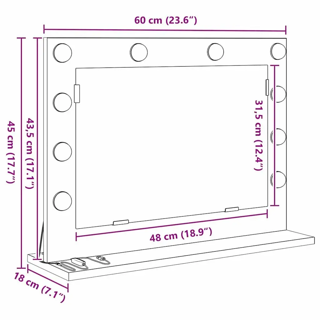 LED Vanity Mirror for Personal Grooming 60x45x18cm