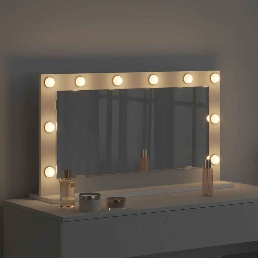 LED Vanity Mirror Glass and Engineered Wood 80x45x18cm White