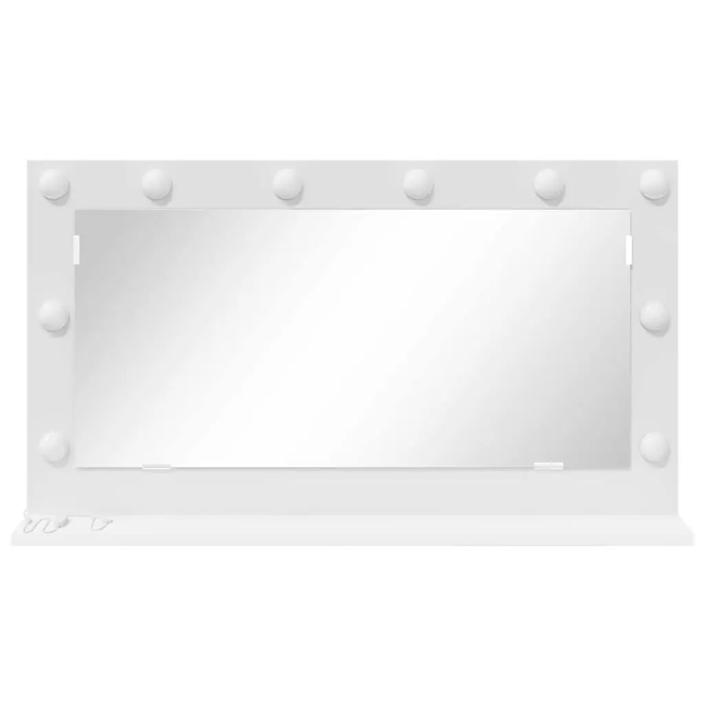 LED Vanity Mirror Glass and Engineered Wood 80x45x18cm White