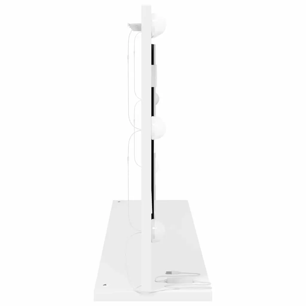 LED Vanity Mirror Glass and Engineered Wood 80x45x18cm White