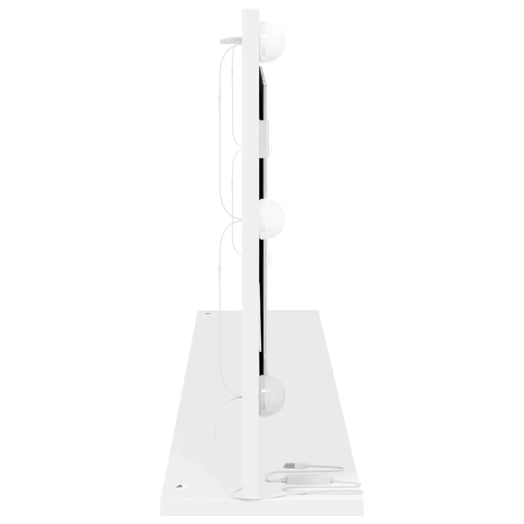 LED Makeup Mirror White Glass Wood 100x45cm Integrated LED Strip Lights Flat Surface