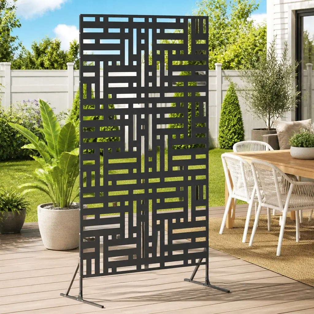 Garden Privacy Screen Steel Rectangle 100x50x180cm Black